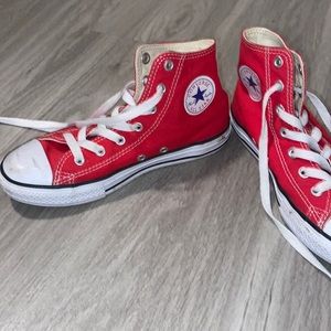 Red high top converse sneakers